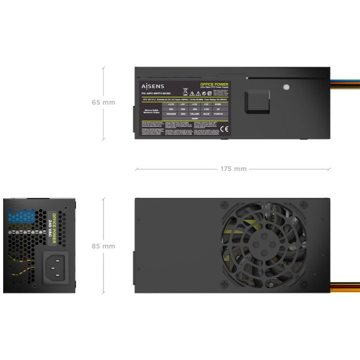 Aisens Fuente de Alimentación TFX 500W ASPC-500TFX-SEOBK Negra Aisens Fuente de Alimentación TFX 500W ASPC-500TFX-SEOBK Negra